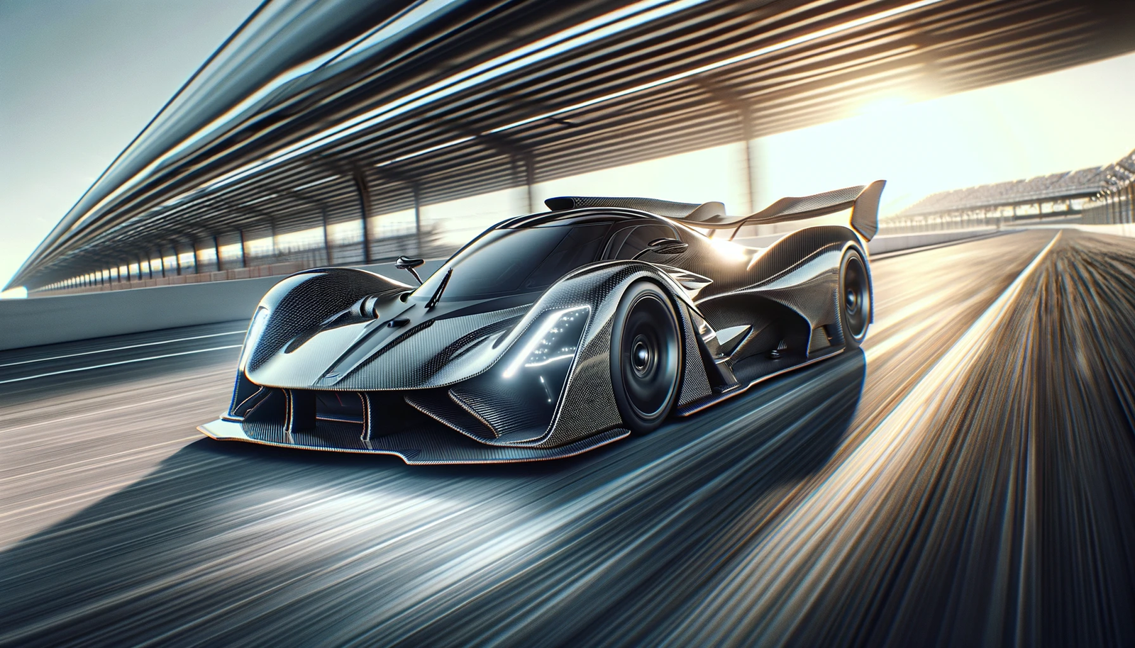 DALL·E 2024 02 25 17.15.12 An ultra realistic image showcasing the use of carbon fibre in electric hypercars emphasizing the sleek high performance aspects of the vehicle. The